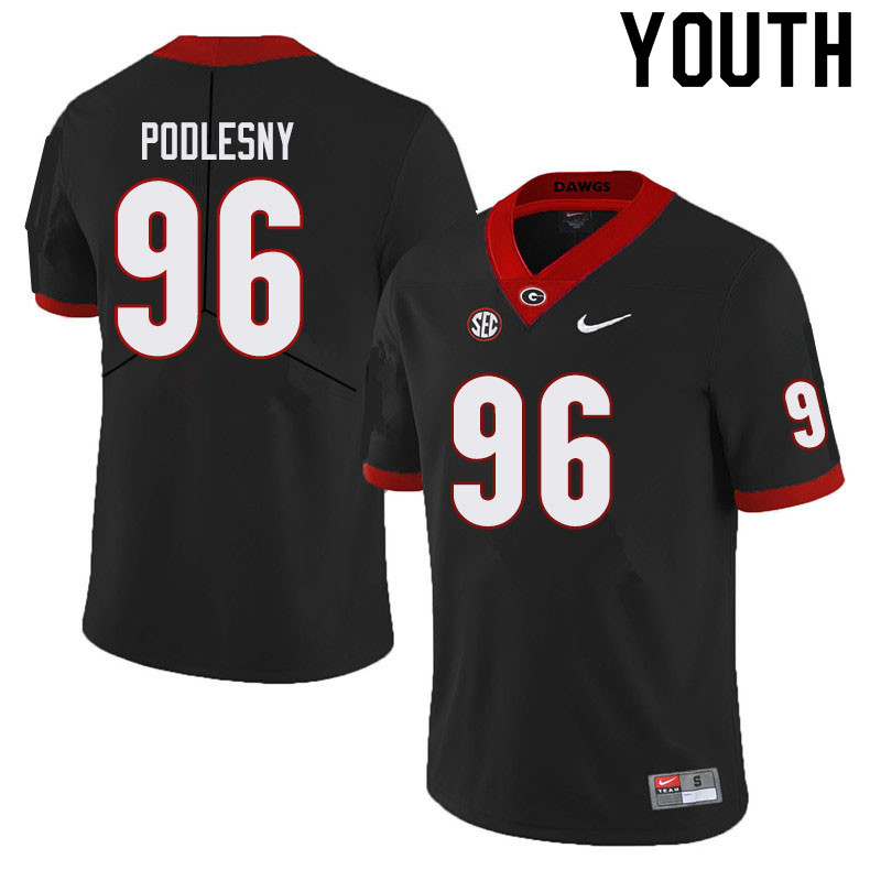 Youth #96 Jack Podlesny Georgia Bulldogs College Football Jerseys Sale-Black